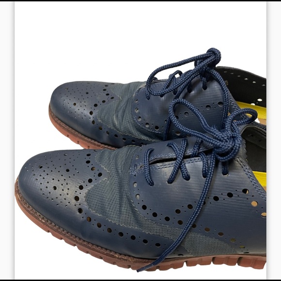 Cole Haan Zerogrand Wingtip Oxford Navy Blue Leather Lace Up Men 10.5 M - Picture 5 of 16